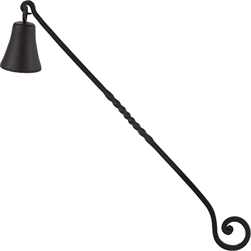 RTZEN Antique Bell Candle Snuffer - Handcrafted Decorative Rustic Wrought Iron Candle Extinguisher Candlesnuffer with Long Handle - Unique Black Matte Farmhouse Decor Candle Accessories Gift - Antique