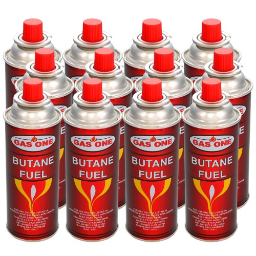 12 Butane Fuel GasOne Canisters for Portable Camping Stoves - 