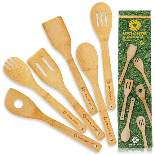 Wooden Spoons for Cooking - Kitchen Utensils Set 6 pcs Bamboo Wooden Spoons & Spatula Cooking Utensils - 6set