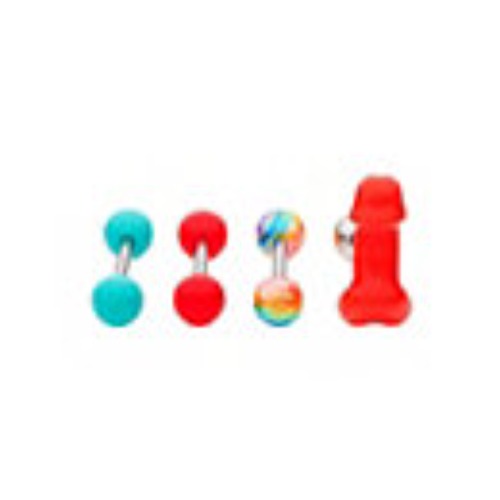 Multi-Pack Red and Rainbow Barbells 4 Pack - 14 Gauge - Spencer's