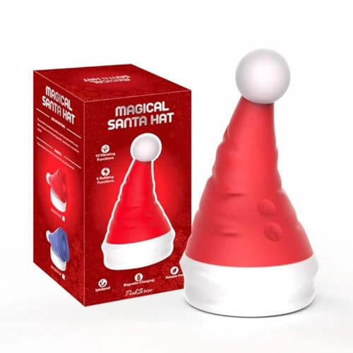 New Christmas Hat Shape G Spot Vibrator for Women Masturbator Clit Clitoral Nipple Stimulator 3 in 1 Xmas Dildo Vibrator Sex Toys for Adult Couples Romantic Adult Gift for Christmas 18 +