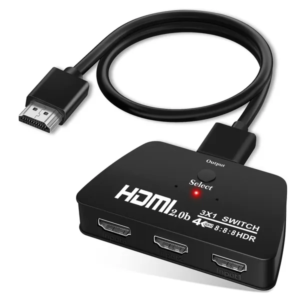 4K@60Hz HDMI Switch【with 3.9FT HDMI Cable】, NEWCARE HDMI Switch 3 in 1 Out, 3-Port HDMI Switcher Selector, Supports 4K, 3D, HDCP2.2, HDMI2.0, HDR, for Fire Stick 4K, HDTV, PS4/5, Game Consoles, PC - 
