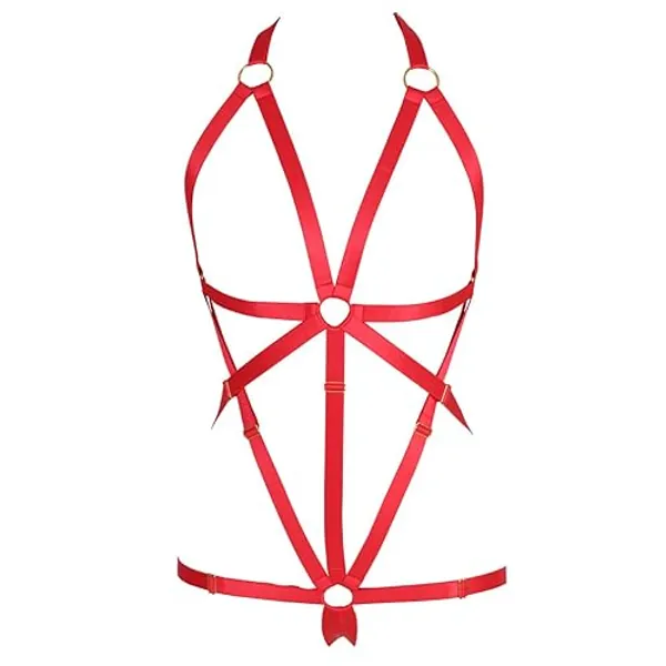 Body Harness Full for Women Garter Belts Set Strappy Adjust Gothic Punk Art Wear Elastic