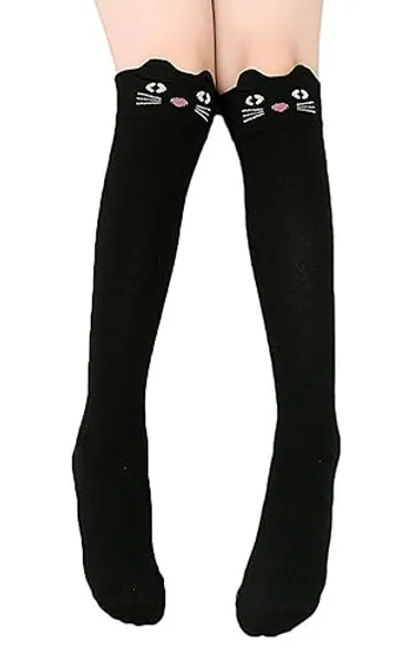 BOWKITE Girls Knee High Sock,Cotton Catroon Animal Bear Cat Fox Over Calf Stockings