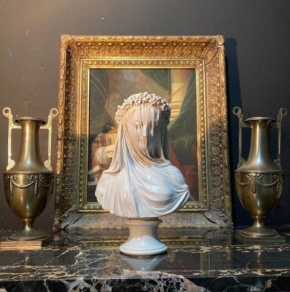 The Veiled Lady Bust, Veined and Polished Finish