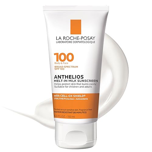 La Roche-Posay Anthelios Melt-In Milk Sunscreen SPF 100 | Sunscreen For Body & Face | Broad Spectrum SPF + Antioxidants | Oil Free Sunscreen Lotion | For Sun Sensitive Skin | Oxybenzone Free - 5.1 Fl Oz (Pack of 1)