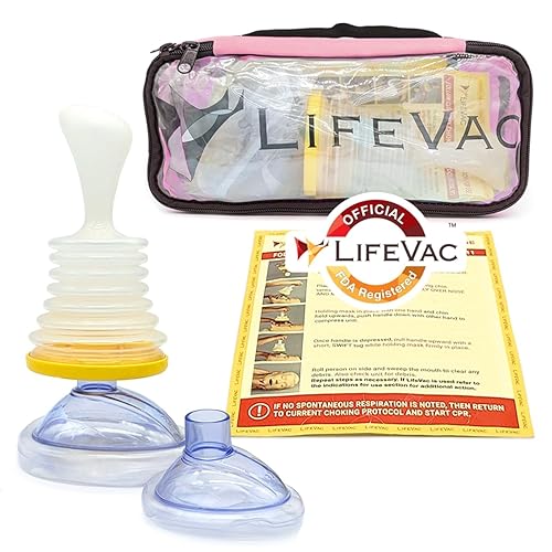 LifeVac Pink Travel Kit - Portable Suction Rescue Device, First Aid Kit for Kids and Adults, Portable Airway Suction Device for Children and Adults