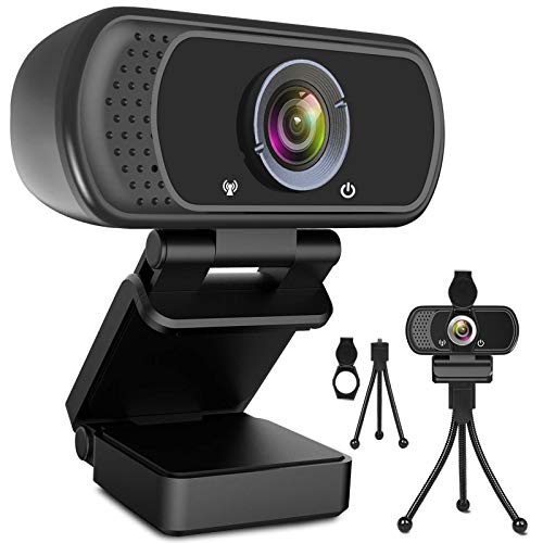 ToLuLu 1080P Webcam with Microphone, HD Webcam Web Camera with Tripod Stand, Widescreen USB Computer Camera, Streaming Mic Webcam for Online Calling/Conferencing, Zoom/Facetime/YouTube Laptop Desktop - 1080P Black Webcam