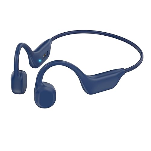 Bone Conduction Headphones,IPX5 Waterproof Open Ear Wireless Bluetooth Headphones,10Hr Playtime,Sports Earphones with Mic for Mountaineering,Running,Cycling,Hiking, Deep Blue - Deep Blue