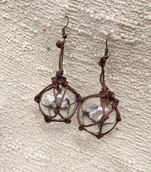 Miniature Japanese Fishing Glass Float Pierced Earrings FREE SHIPPING