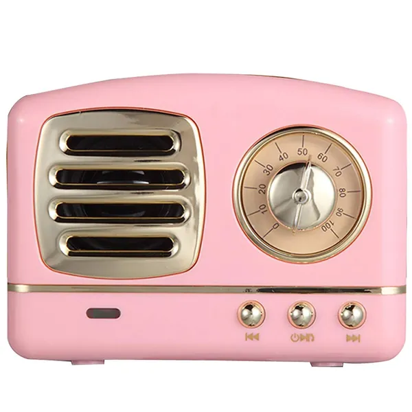 VANLAN Vintage Radio Retro Bluetooth Speaker Wireless Stereo Retro Speaker with Built-in Mic,for Bedrooms Kitchen,Party Travel Outdoor for Android/iOS Devices(Pink)