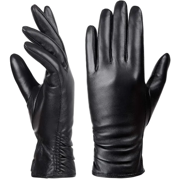 Womens Winter Leather Touchscreen Texting Warm Driving Lambskin 100% Pure Genuine leather Gloves