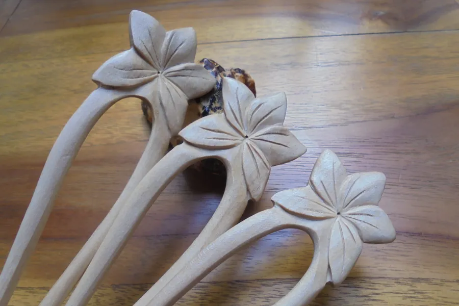 FLOWER Hair Sticks, Two Prongs Wood Hair Stick, Hair Fork, Hair Accessories HS6921-2 CR