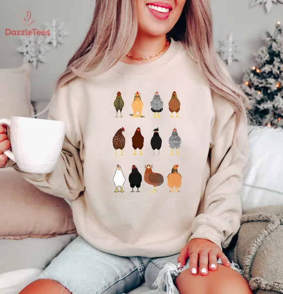 Chicken Sweatshirt Gift For Chicken Lover, Farm Life Shirt, Farm Animal Hoodie, Chicken Lady Sweater,Funny Chicken T-Shirt,Love Chickens Tee