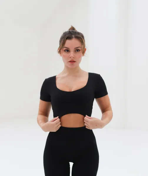 Sweetheart Short Sleeve Open Back Top | M