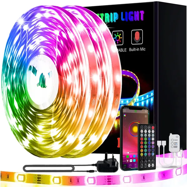 30m Led Lights, L8star Led Strip Lights RGB Colour Changing Led Lights for Bedroom with Remote and Control Box for Bedroom, Living Room TV Kitchen DIY Decoration (30m)