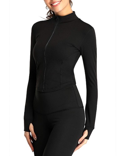 Abtel Women's Running Gym Jacket Sports Yoga Long Sleeve Full Zip Tops Slim Fit Quick Dry Athletic Workout Jackets with Thumb Holes