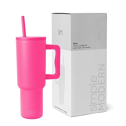 Simple Modern 40 oz Tumbler with Handle and Straw | Insulated Stainless Steel Water Bottle Iced Coffee Cup Travel Mug | Gifts for Women & Men | Trek Collection | 40 oz | Raspberry Vibes - -Raspberry Vibes - 40oz