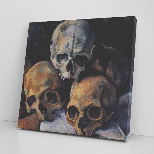 "Pyramid of Skulls" by Paul Cézanne Square Canvas Wrap - 8x8 / .75