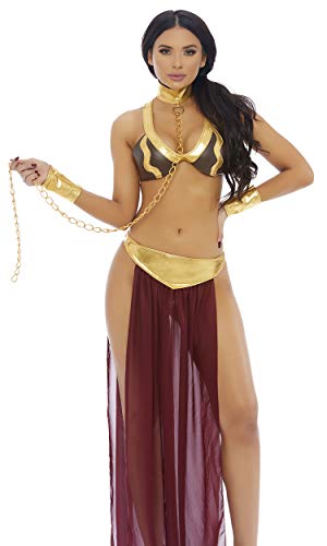 Forplay womens Slave for You Sexy Galaxy Movie Character Costume - Burgundy - L/XL