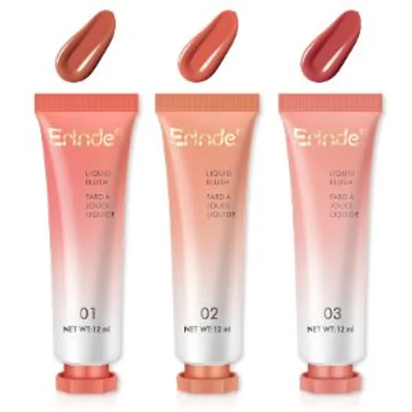 [3 Pack] Erinde Liquid Blush Cream Blush Makeup Lightweight, Breathable Feel, Sheer Flush Of Color, Natural-Looking, Dewy Finish Gel Blush, Ideal Cheek Blush Gift for Women(Set A #1#2#3)