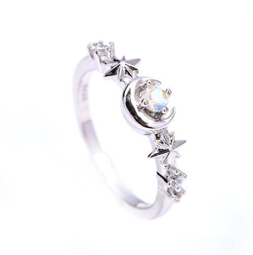 Moonlight Twinkle Dainty Ring - 9 / Silver