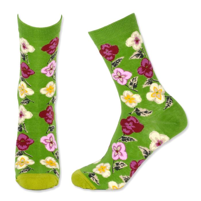 Wonderful Pansy Flower Socks from the Sock Panda