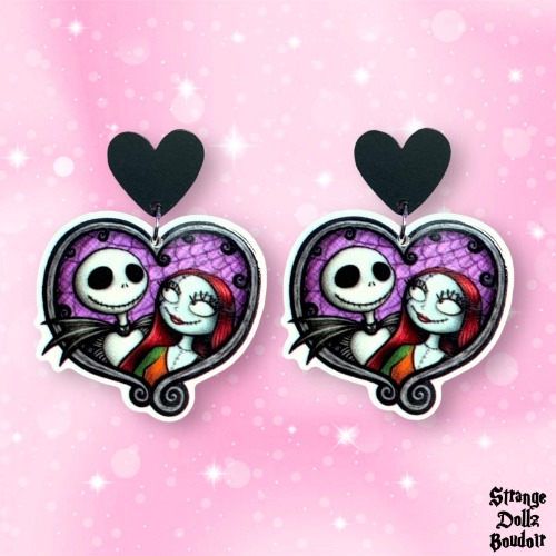 Love Nightmare gothic earrings, 925 sterling silver, Halloween, Strange Dollz Boudoir