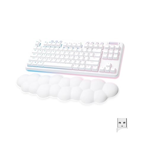 Logitech G715 Wireless Mechanical Gaming Keyboard with LIGHTSYNC RGB Lighting, LIGHTSPEED, Linear Switches (GX Red) and Keyboard Palm Rest, PC and Mac Compatible - White - Wireless Keyboard - Linear Switches