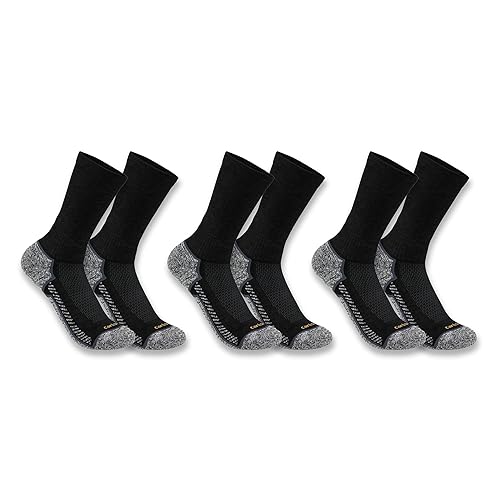 Carhartt Men's Force Performance Work Socks 3 Pair Pack - Large - Black