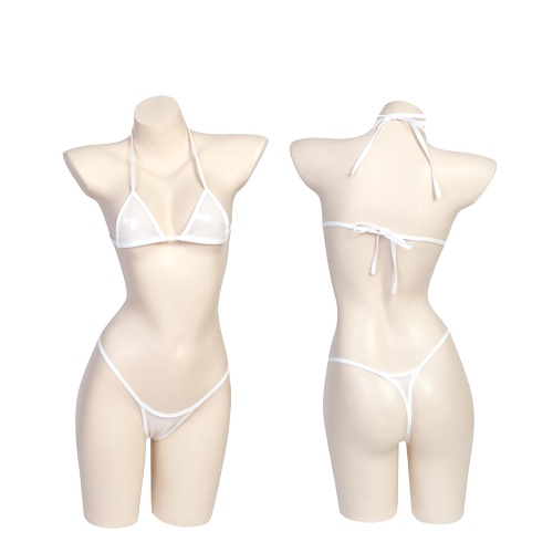 Premium Parts: "See it Through" Transparent Bikini - Milky  + White Edge / One Size