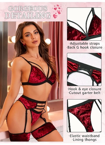 Amazon.com: Popiv Women Sexy Lingerie Strappy Lace Garter Lingerie Sets High Waisted Sheer Mesh Lingerie: Clothing, Shoes & Jewelry