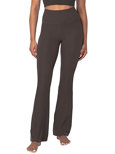 Sunzel Mini Flare Leggings for Women, High Waist Yoga Pants with Tummy Control, Casual Gym Workout Bootcut Leggings - 34" Height: 5'66" - 5'9" - Medium - Seal Brown