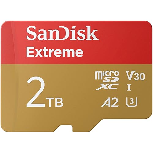 SanDisk 2TB Extreme microSDXC UHS-I Memory Card with Adapter - Up to 240MB/s, C10, U3, V30, 4K, 5K, A2, Micro SD Card- SDSQXAV-2T00-GN6MA - 2TB