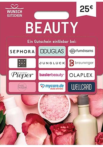 Wunschgutschein BEAUTY GUTSCHEIN - für Deutschland - per Post - 25 - Beauty