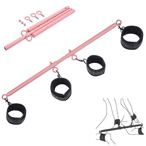 Spreader Bar BDSM Bondage Restraints Kit Sex Toys with Handcuffs Ankle Cuffs Adjustable SM Games Adult Couple Toys for Men Women (Pink) - Pink