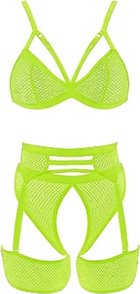 Amazon.com: 4 Piece Garter Lingerie for Women, Sexy Cutout Lingerie, Mesh Matching Lingerie Set Red: Clothing, Shoes & Jewelry