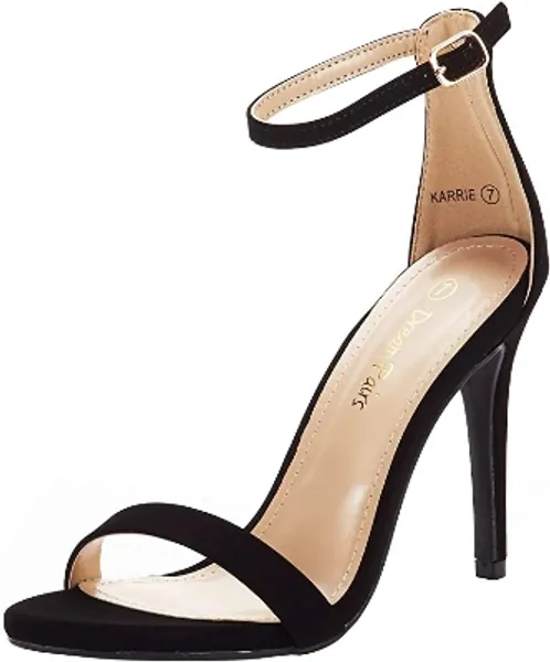 Amazon.com | DREAM PAIRS Women's Karrie Black Nubuck High Stiletto Pump Heeled Sandals Size 7 B(M) US | Heeled Sandals