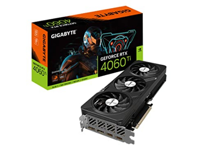 Gigabyte GeForce RTX 4060 Ti Gaming OC 8G Graphics Card, 3X WINDFORCE Fans, 8GB 128-bit GDDR6, GV-N406TGAMING OC-8GD Video Card