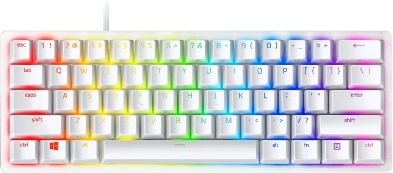 Huntsman Mini Wired Optical Clicky Switch Gaming Keyboard with Chroma RGB Backlighting | Huntsman Mini 60% Wired Optical Clicky Switch Gaming Keyboard with Chroma RGB Backlighting in White