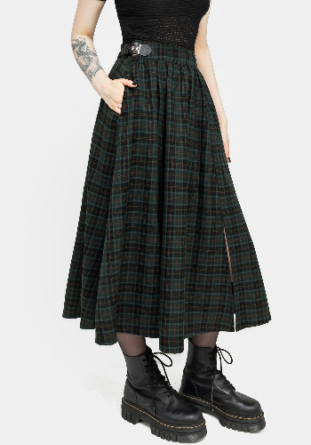 Nightingale Buckled Check Midi Skirt | US 4