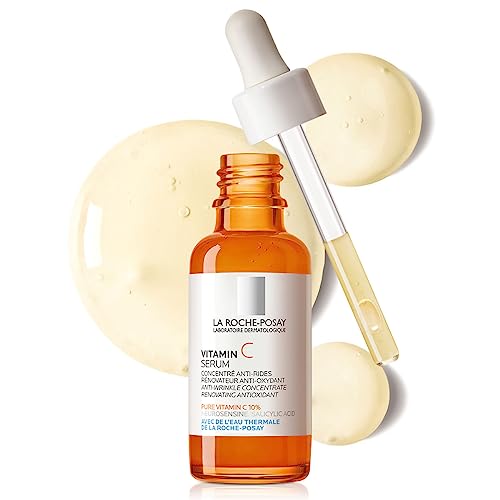 La Roche-Posay Pure Vitamin C Face Serum with Hyaluronic Acid & Salicylic Acid, Anti Aging Face Serum for Wrinkles & Uneven Skin Texture to Visibly Brighten & Smooth. Suitable for Sensitive Skin - Scented - 1 Fl Oz (Pack of 1)