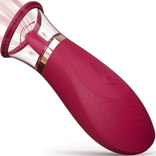 Clitoral Sucking Vibrator Sex Toys, 3 Sucking 9 Licking Modes Nipples Clit Sucker for Quick Orgasm, Tongue Vibrators Adult Toys for Women Couples (Midnight Red) - Midnight Red