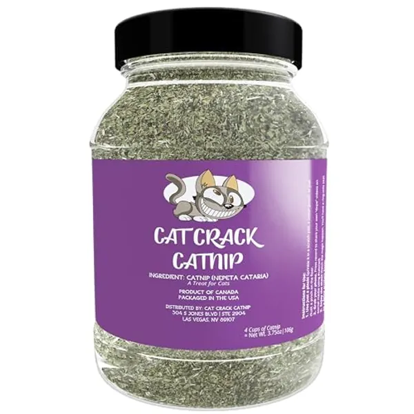 Cat Crack Catnip, Zoomie-Inducing Cat Nip Blend, North American Made & 100% Natural, Safe & Non-Addictive Catnip Treats Used to Supplement Catnip Toys, Catnip Spray, & Cat Accessories (4 Cups)