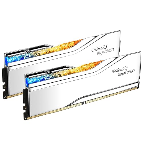 G.SKILL Trident Z5 Royal Neo Series (AMD Expo) DDR5 RAM 32GB (2x16GB) 6400MT/s CL30-39-39-102 1.40V Desktop Computer Memory UDIMM - Silver (F5-6400J3039G16GX2-TR5NS) - 32GB (2x16GB) - DDR5-6400 30-39-39-102 1.40V - Silver