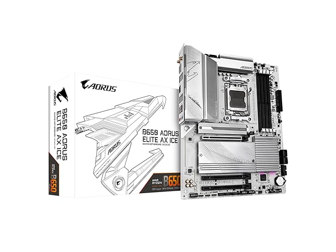 GIGABYTE B650 AORUS Elite AX ICE (AM5/ LGA 1718/ AMD/ B650/ ATX/ 5-Year Warranty/ DDR5/ Triple M.2/ PCIe 5.0/ USB 3.2 Gen2X2 Type-C/WiFi 6E/ 2.5GbE LAN/Snow White/EZ-Latch/Motherboard) - AORUS Elite AX ICE