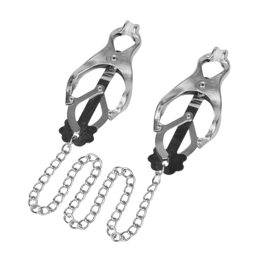 BDSM Chained Silver Butterfly Nipple Clamps | Default Title