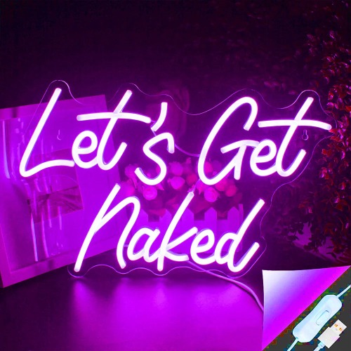 Let's Get Naked LED Bedroom Sign - Purple