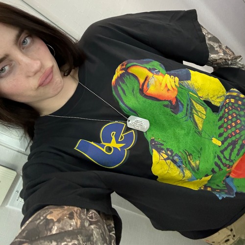 HIT ME HARD AND SOFT TOUR CAMO LAYERED LONG SLEEVE TEE | M