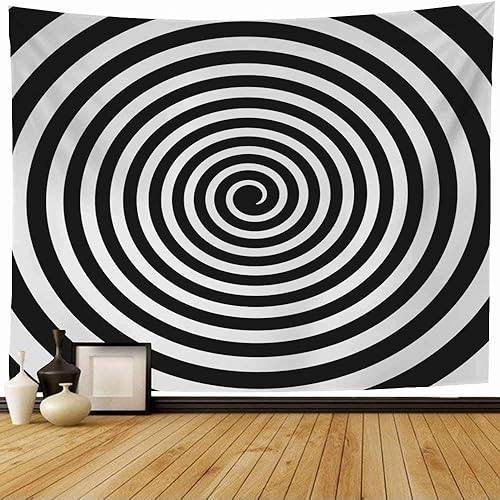 Tapestry Wall Hanging Circle Black White Hypnotism Decoration Hypnotic Spiral Striped Vortex Optical Abstract Hypnotize Home Decorations for Bedroom Dorm Decor 80x60 Inch - 80 x 60 inches - Pattern 2